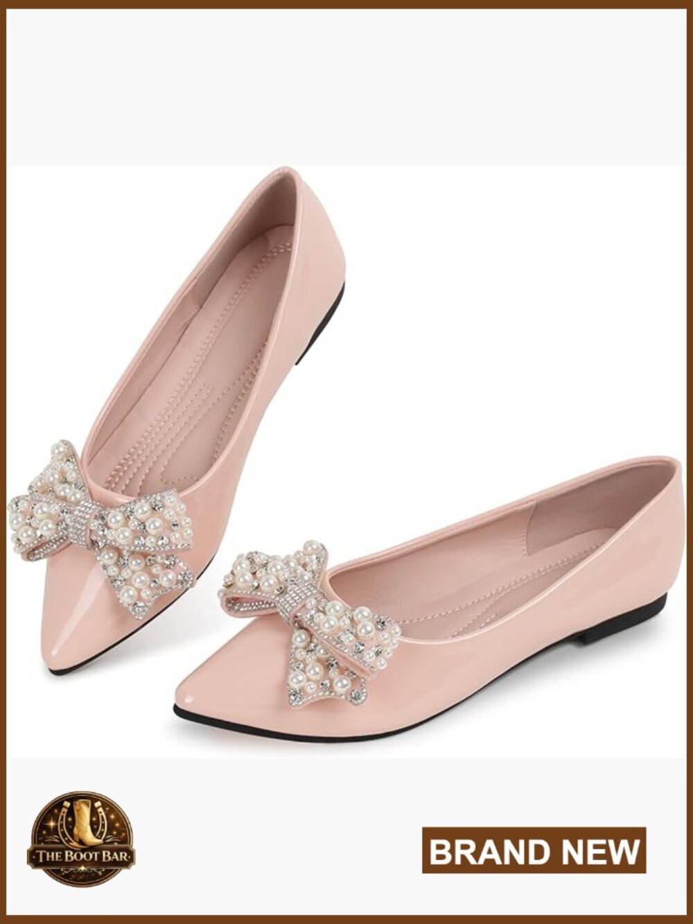 Women Rhinestone Pointed Toe Ballet Flats Non Slip Comfort Slip On Wedding